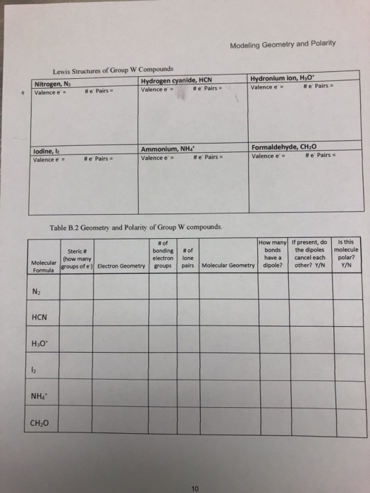 Solved modeling geometry and polarity. lewis structures if