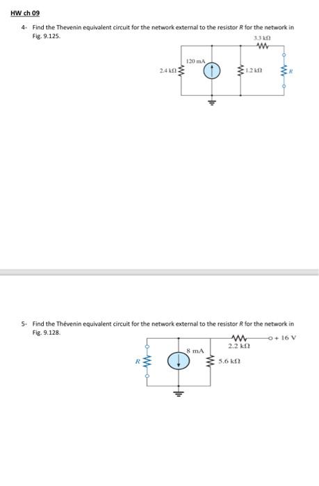 Solved HW ch 09 4- Find the Thevenin equivalent circuit for | Chegg.com