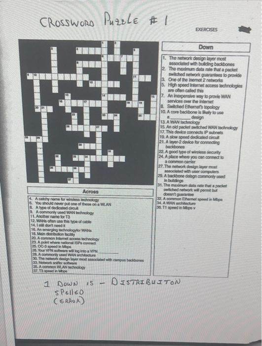Solved CRosswors Puzzle #I (1) 1 DOWN IS DISTRIBUITON Chegg com