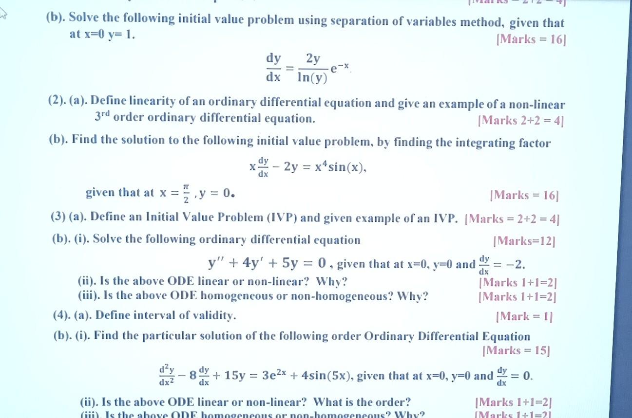 Solved (b). Solve The Following Initial Value Problem Using | Chegg.com