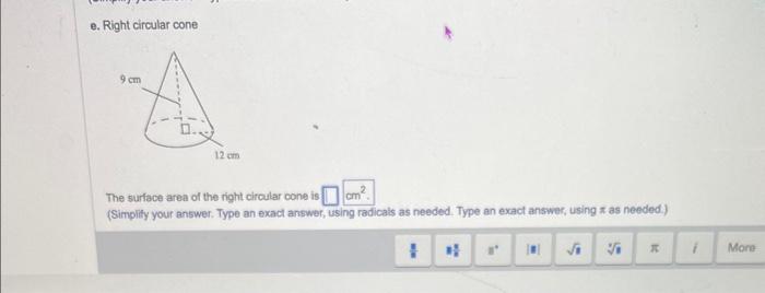 how do you find the surface area of a right circular cone