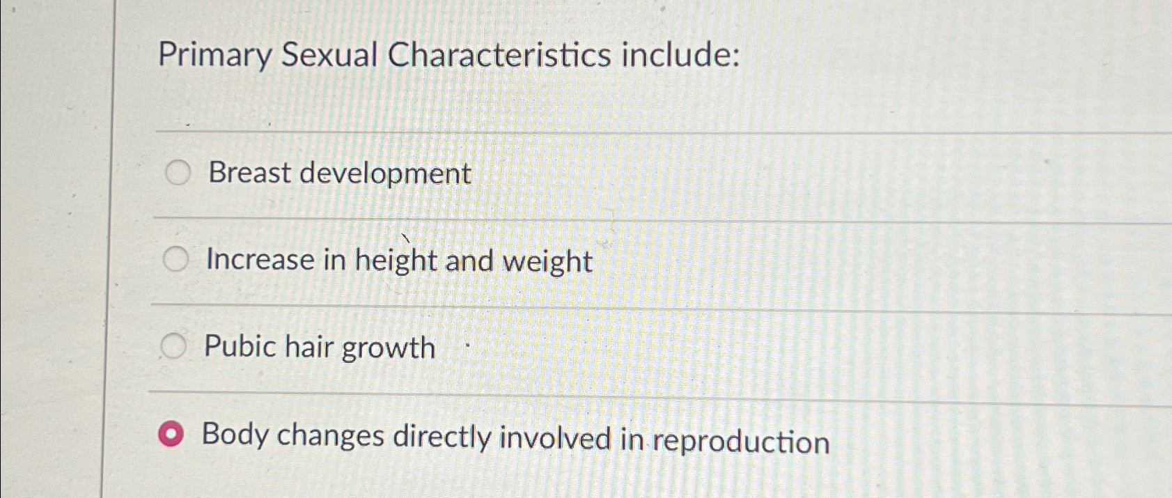 Solved Primary Sexual Characteristics Include Breast