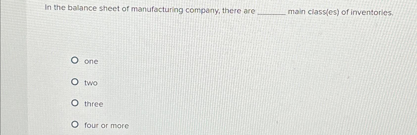 Solved In the balance sheet of manufacturing company, there | Chegg.com