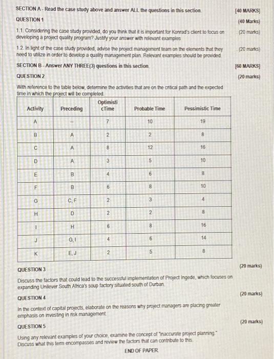 Solved SECTION A- Read the case study above and answer ALL | Chegg.com