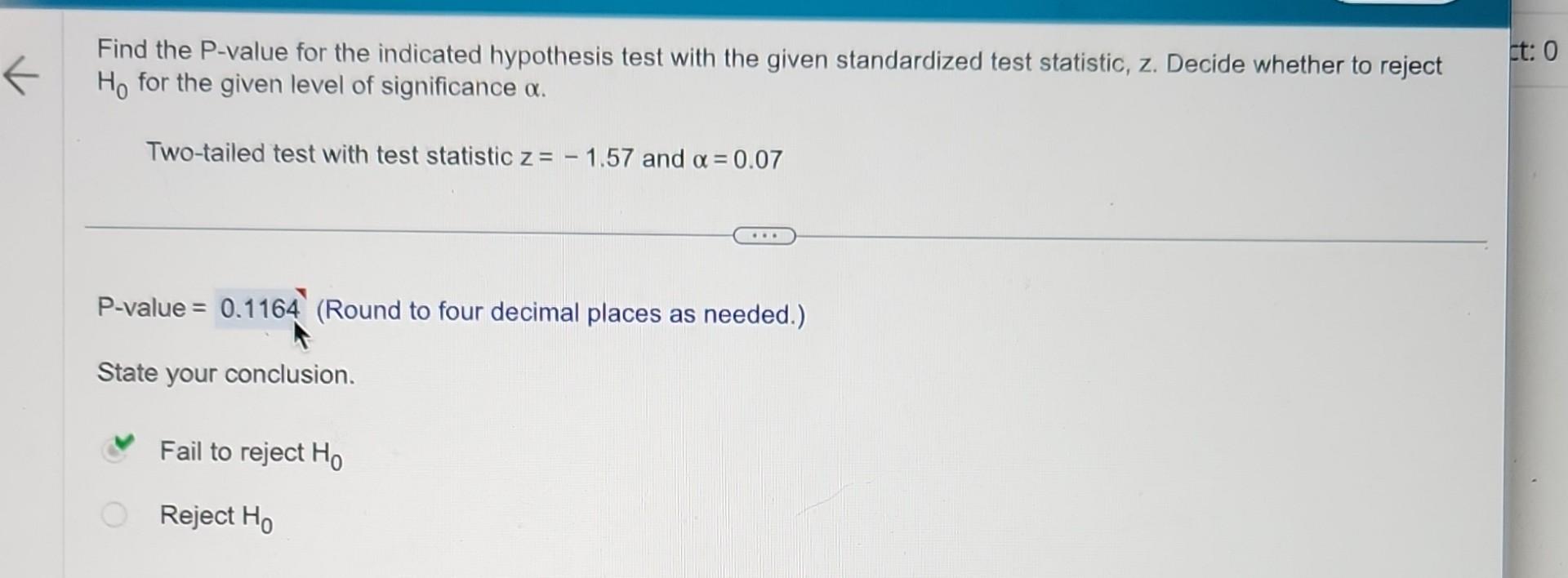 Solved Find the P-value for the indicated hypothesis test | Chegg.com