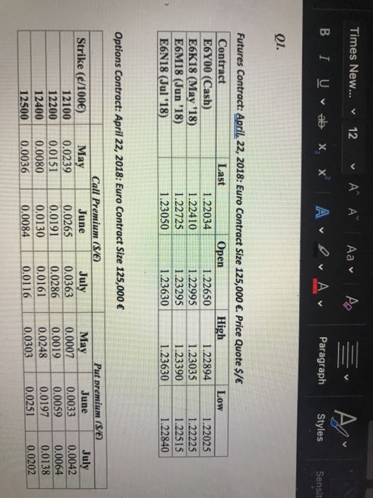 Solved b. Form the table above, list which options are | Chegg.com