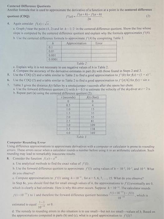 Solved Guided Project 11: Numerical differentiation Topics | Chegg.com