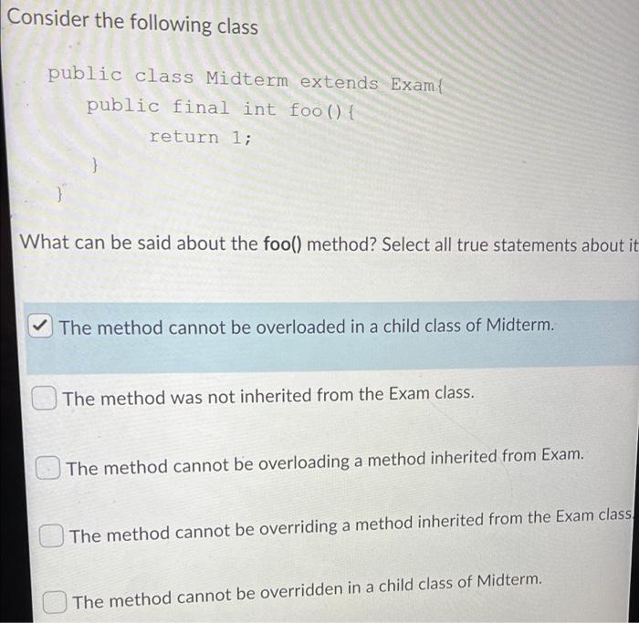 Solved Consider The Following Class Public Class Midterm | Chegg.com