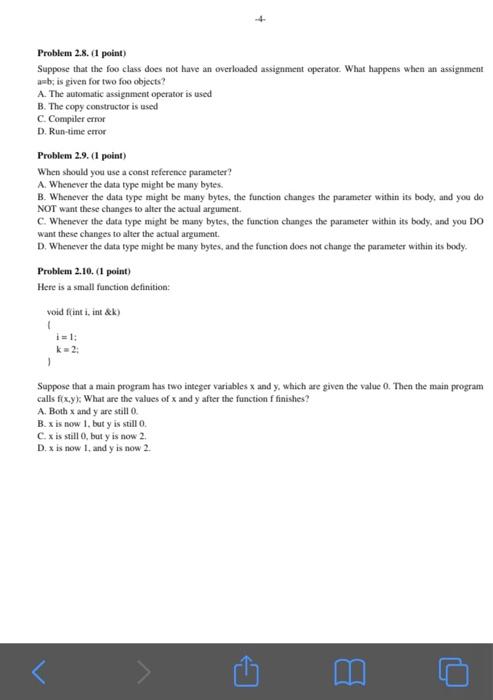 Solved Problem 2.8.1 point) Suppose that the foo class does | Chegg.com