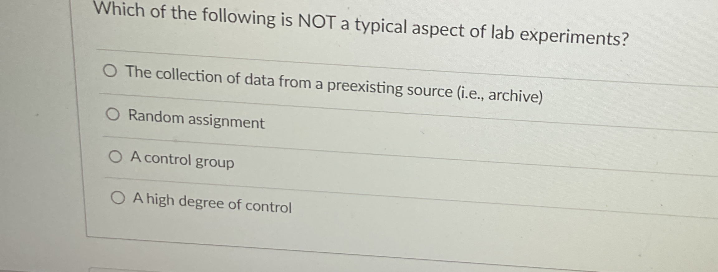 Solved Which of the following is NOT a typical aspect of lab | Chegg.com