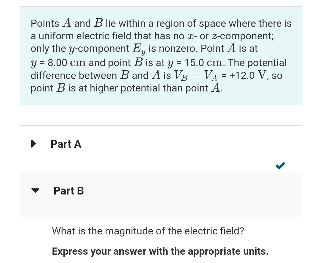 Solved Points A And B Lie Within A Region Of Space Where | Chegg.com