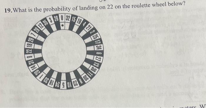 Solved 19. What is the probability of landing on 22 on the | Chegg.com