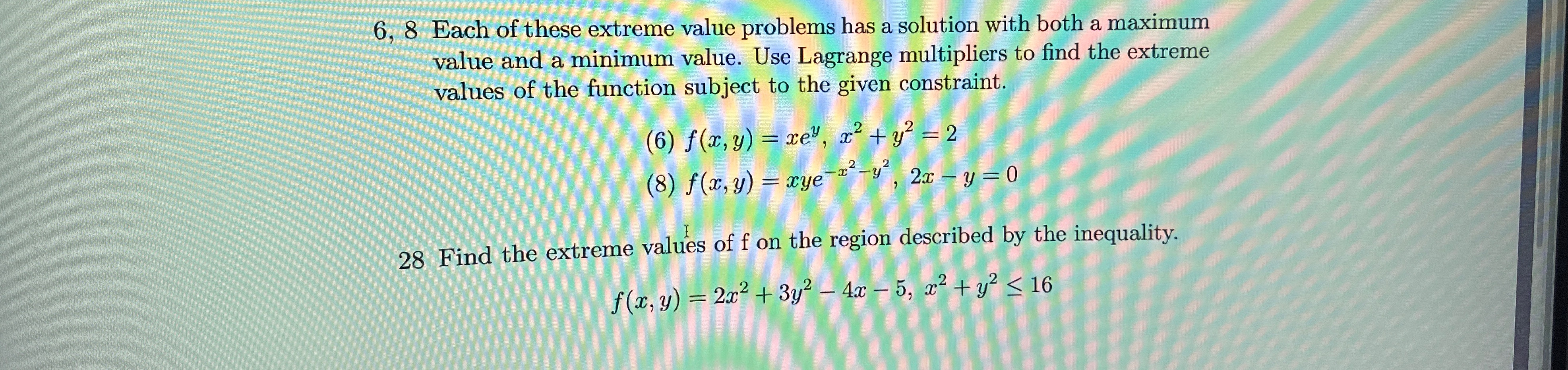 Solved 6,8 ﻿Each of these extreme value problems has a | Chegg.com