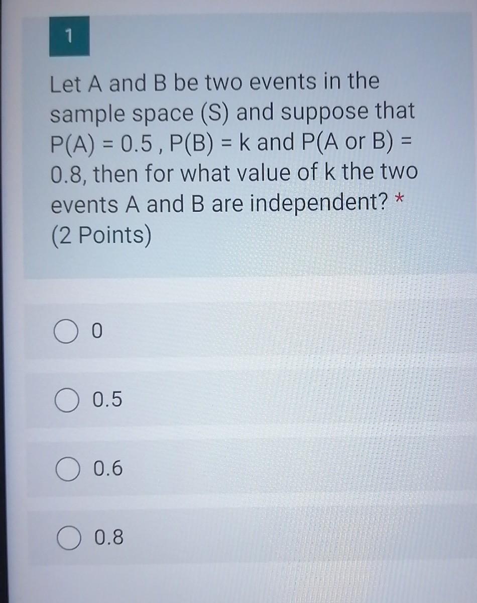 Solved 1 Let A and B be two events in the sample space (S) | Chegg.com