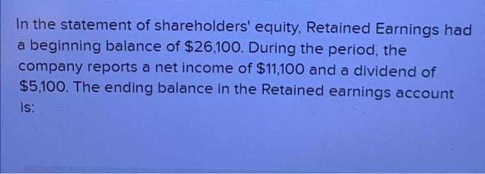 Solved In The Statement Of Shareholders' Equity, Retained | Chegg.com