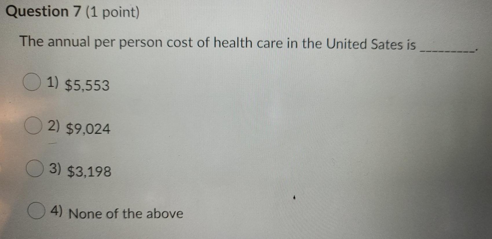 Solved Question 1 (1 point) Hospital care accounts for of | Chegg.com
