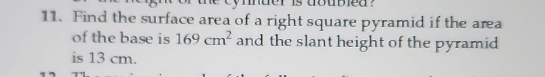 how to find surface area of a square pyramid with slant height