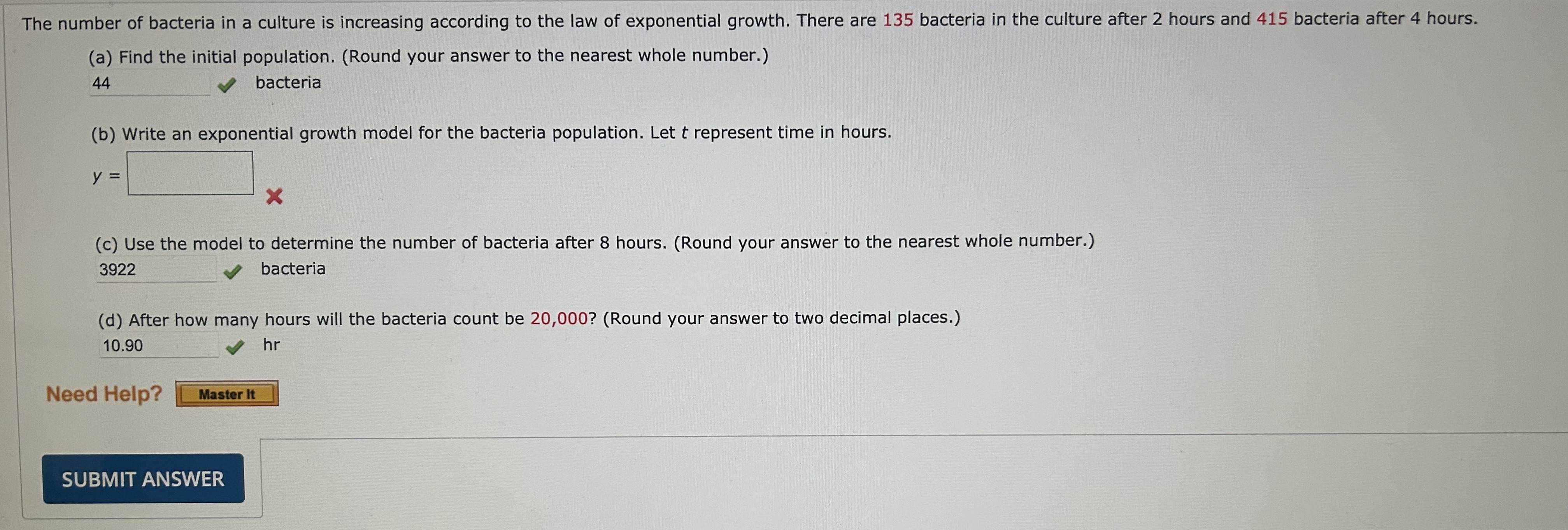 Solved The number of bacteria in a culture is increasing | Chegg.com