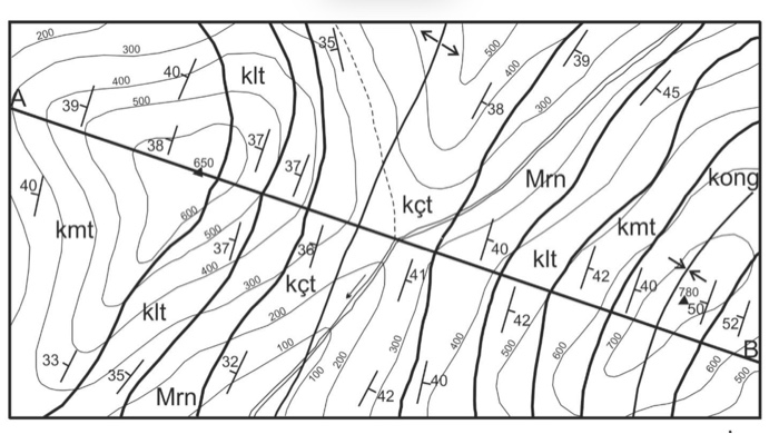 Solved A) Draw The Same Topographic Section Along The A-B | Chegg.com