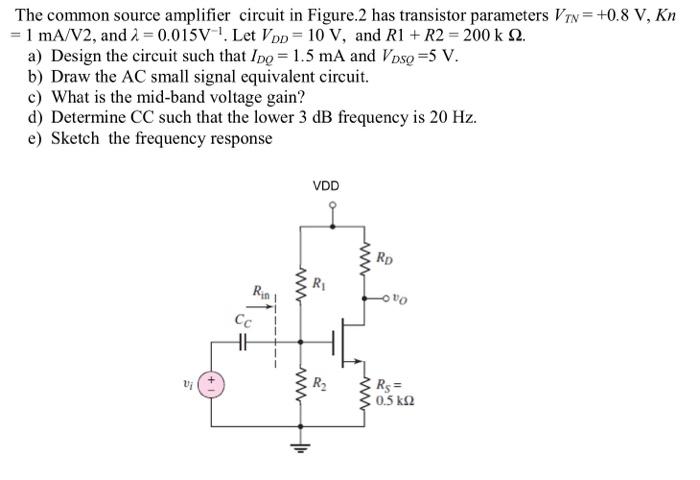 Solved The common source amplifier circuit in Figure.2 has | Chegg.com