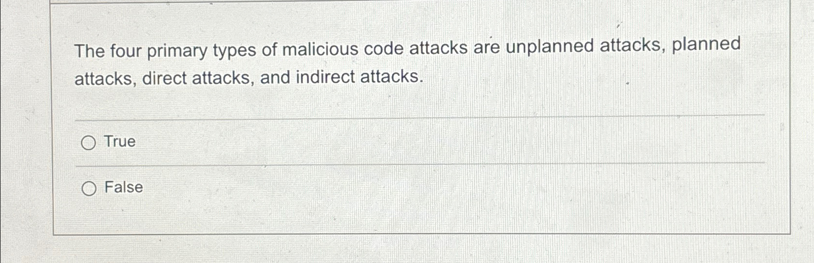 Solved The four primary types of malicious code attacks are | Chegg.com