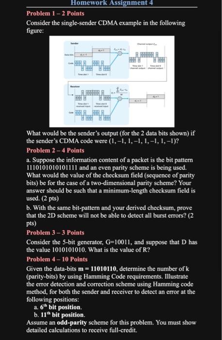 Solved Problem 1-2 Points Consider The Single-sender CDMA | Chegg.com