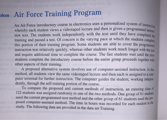 Solved blem Air Force Training Program An Air Force