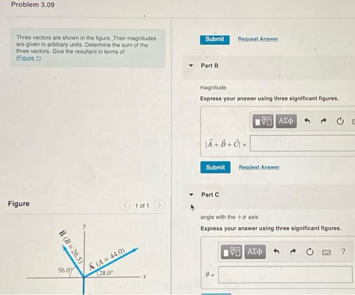 Solved Three Vectors Are Shown In The Figure. Their | Chegg.com