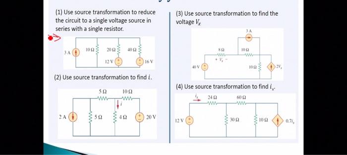 Solved (1) Use source transformation to reduce the circuit | Chegg.com