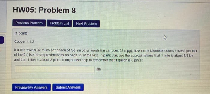 Solved HW05: Problem 8 Previous Problem Problem List Next | Chegg.com