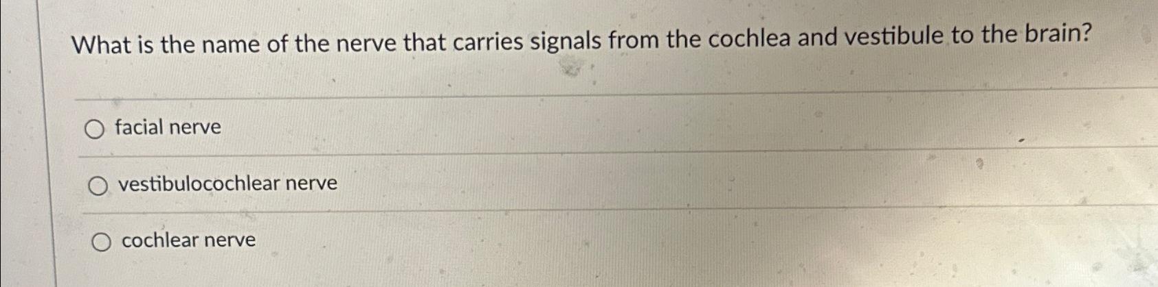 Solved What is the name of the nerve that carries signals | Chegg.com