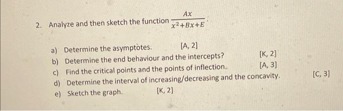 Solved Ах 2. Analyze and then sketch the function x2+BX+E a) | Chegg.com