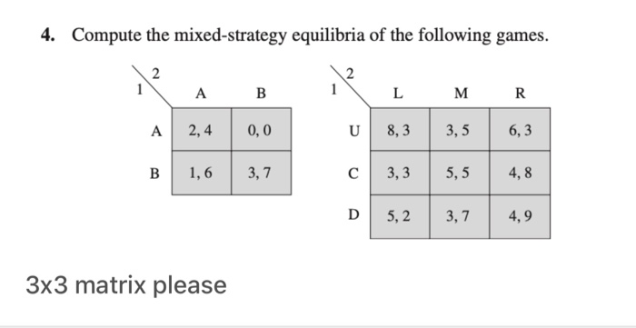 Solved 4. Compute the mixed-strategy equilibria of the | Chegg.com