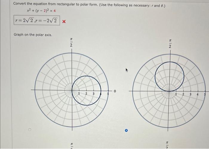 Solved Convert the equation from rectangular to polar form. | Chegg.com