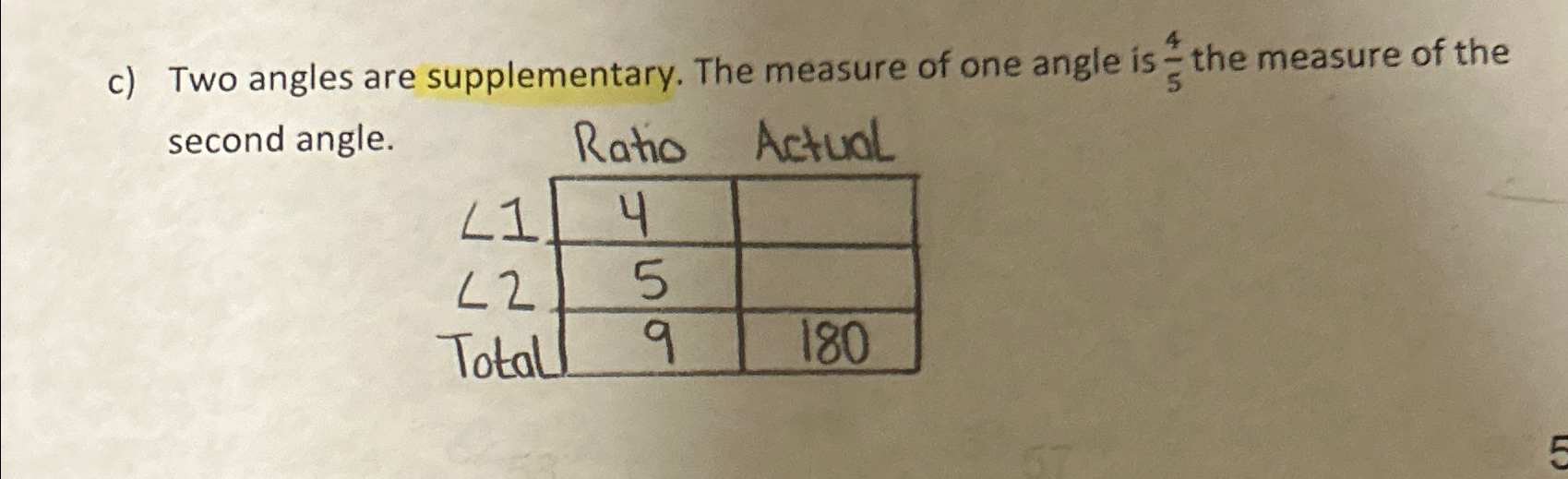 Solved c) ﻿Two angles are supplementary. The measure of one | Chegg.com