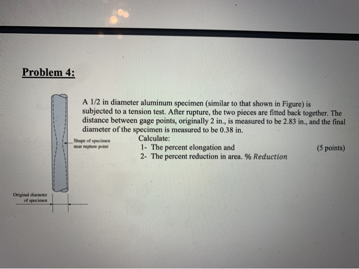 Solved Problem 4: A 1/2 In Diameter Aluminum Specimen | Chegg.com