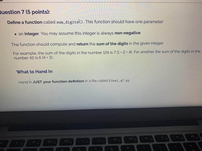 Solved Question 7 (5 points): Define a function called | Chegg.com