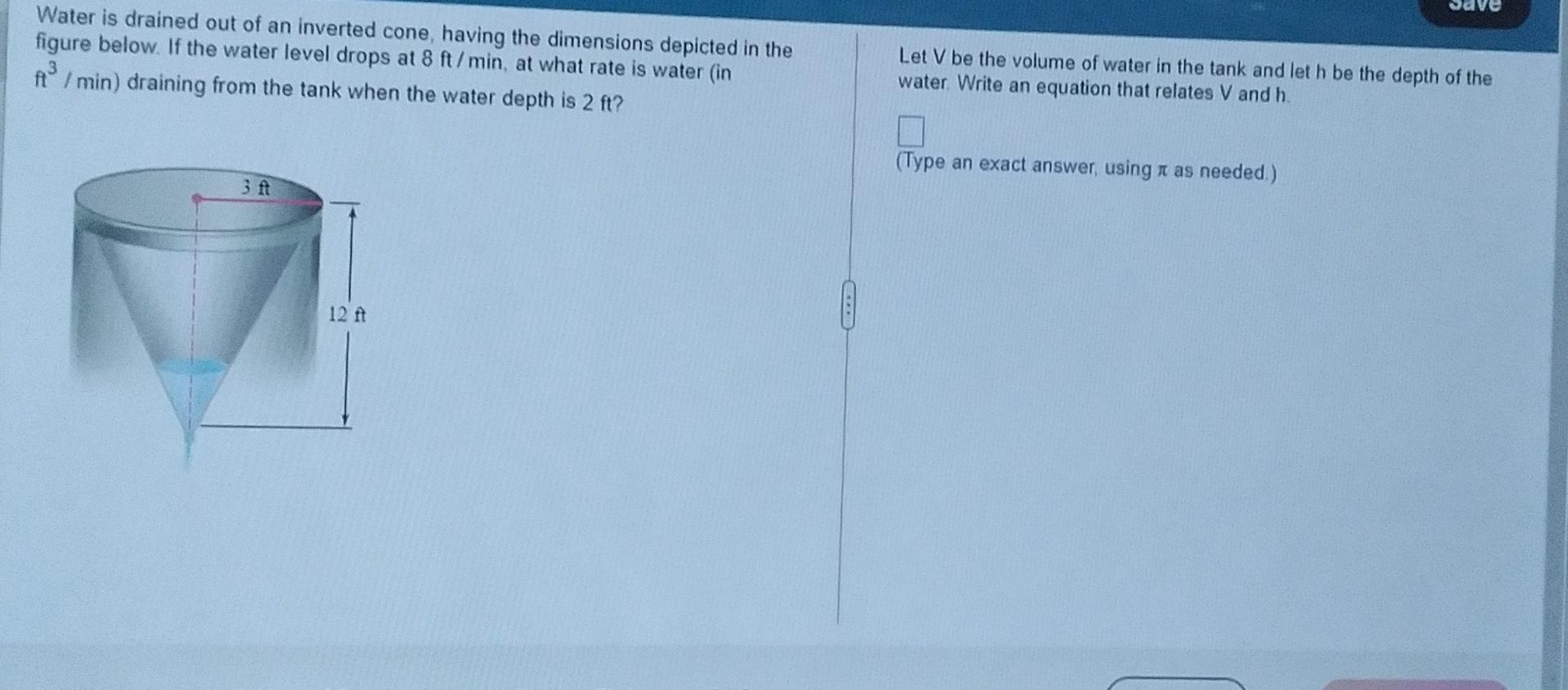 Solved Water is drained out of an inverted cone, having the | Chegg.com