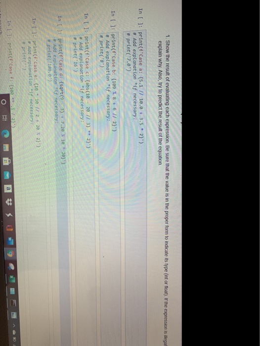 Solved 1. Show the result of evaluating each expression. Be | Chegg.com