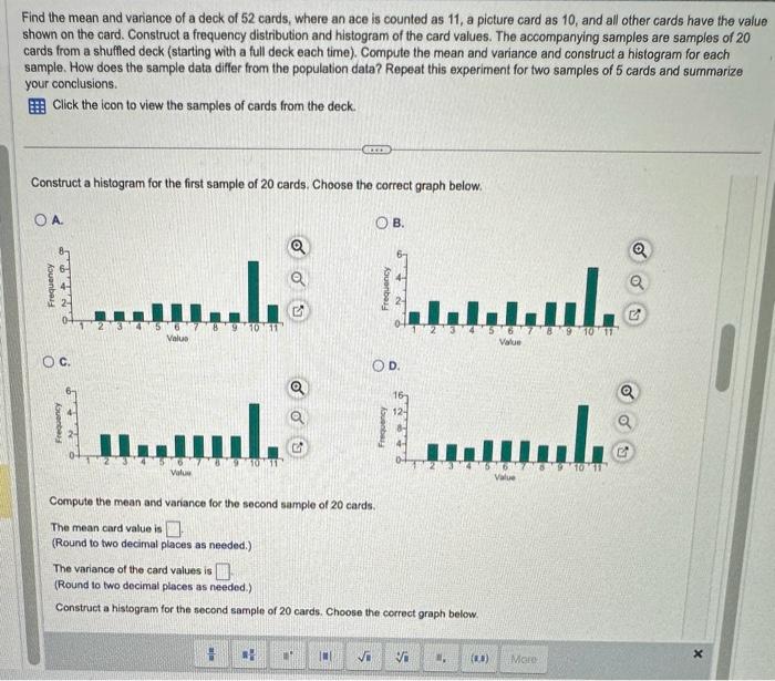 Solved Find the mean and variance of a deck of 52 cards, | Chegg.com