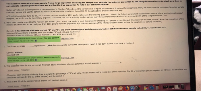 Solved This question deals with taking a sample from a large | Chegg.com