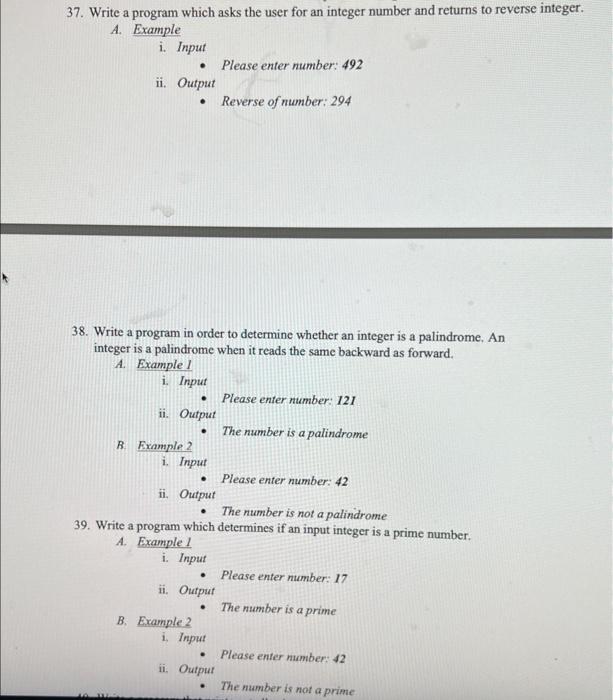 Solved 37. Write a program which asks the user for an | Chegg.com