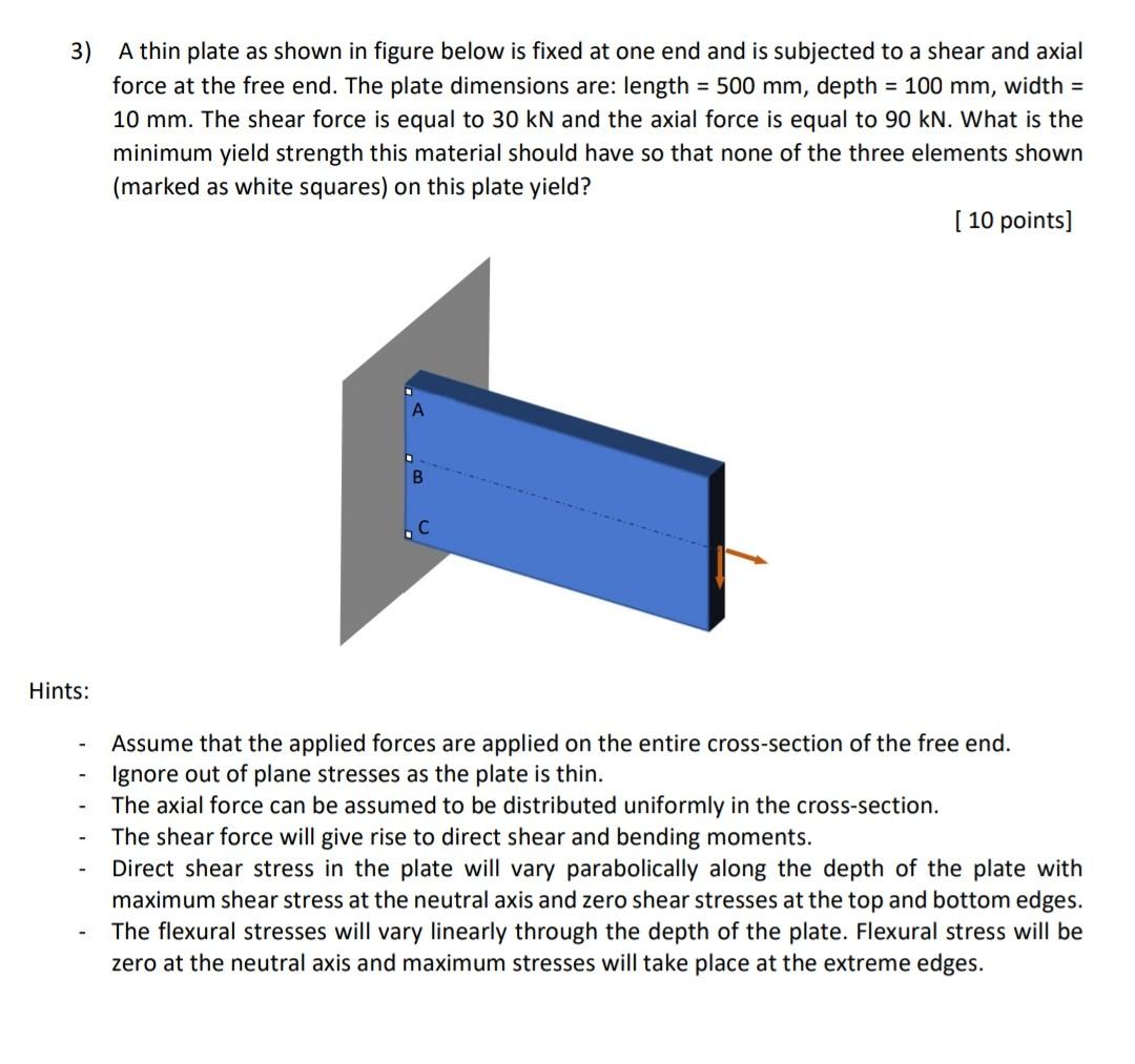 Solved 3) A thin plate as shown in figure below is fixed at | Chegg.com