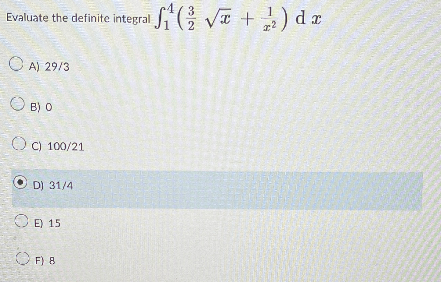 Solved Evaluate the definite integral | Chegg.com