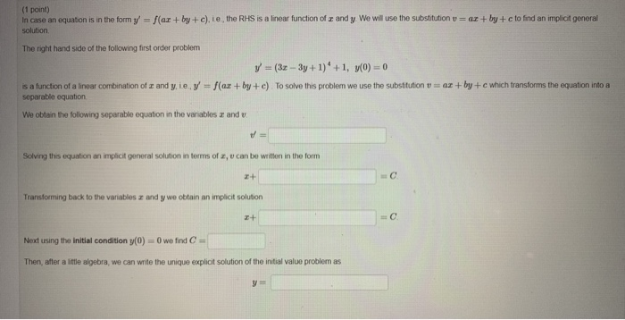 Solved (1 point) In case an equation is in the form y = | Chegg.com