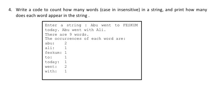 🧮 count words in a string using python | simple... Solved 4. Write a code to count how many words (case in | Chegg.com