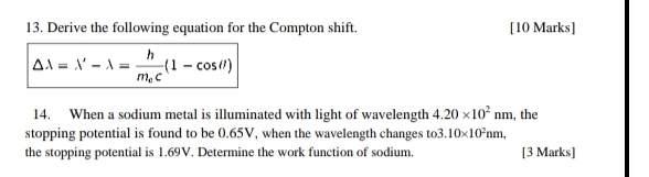 Solved Derive the following equation for the Compton | Chegg.com