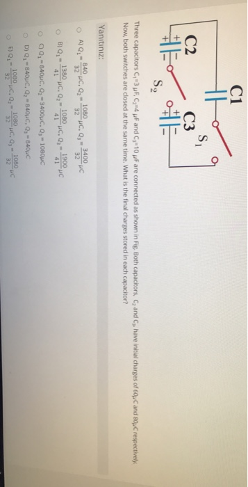 Solved C1 S, C2 C3 S, Three capacitors C-3F, CF and C, 10 JF | Chegg.com