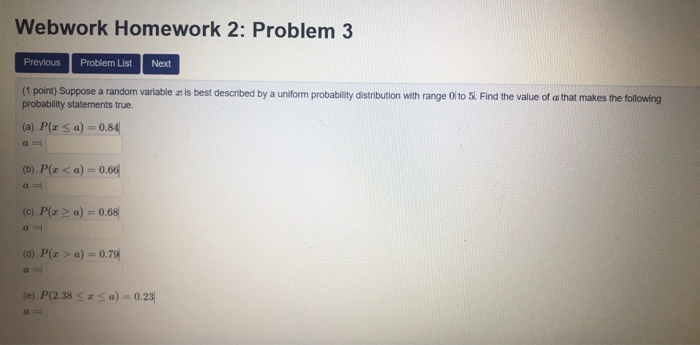 Solved Webwork Homework 2: Problem 3 Next Previous Problem | Chegg.com ...