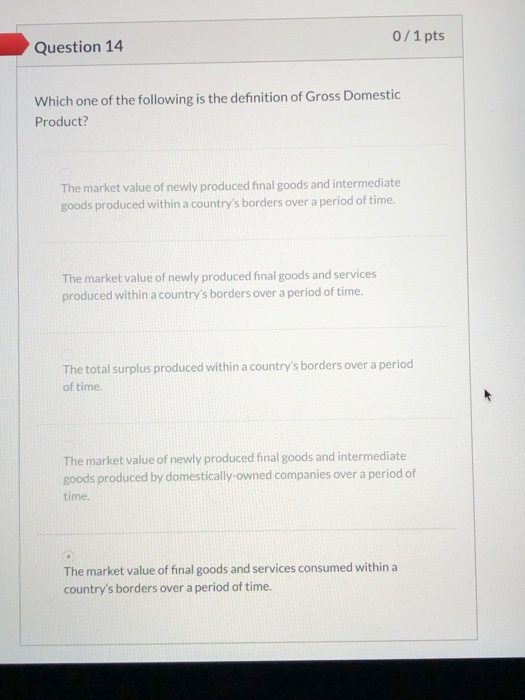 Solved ct Question 13 0/1 pts GDP includes goods and | Chegg.com